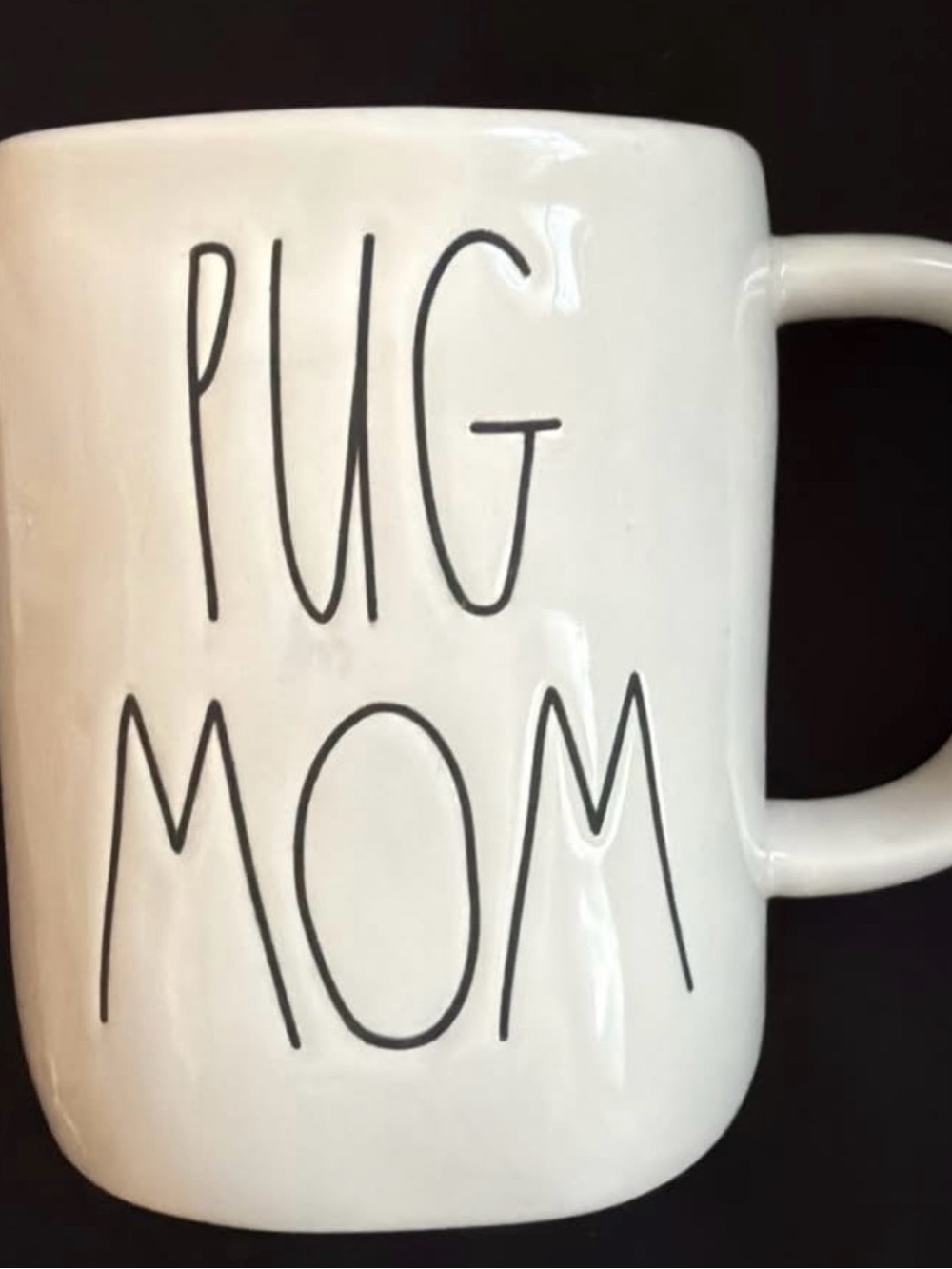 RAE DUNN Pug Mom White Ceramic Mug - Mom Dog Lover Gift